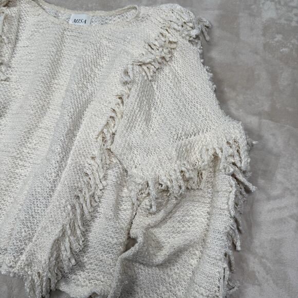 MISA Los Angeles Ivory White Karine Fringe Sweater Womens Size Small - Picture 3 of 9